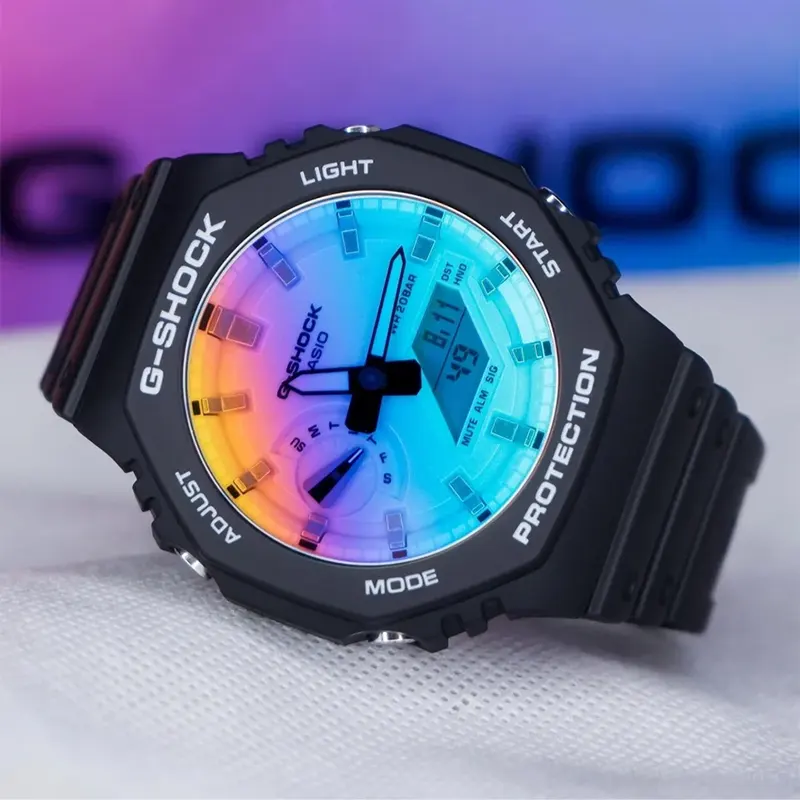 G-Shock Carbon Core Guard Rainbow Gradated Dial Men's Watch- GA-2100SR-1A